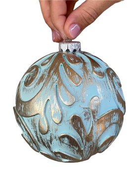 Ornament ball 80 mm gold/ blue