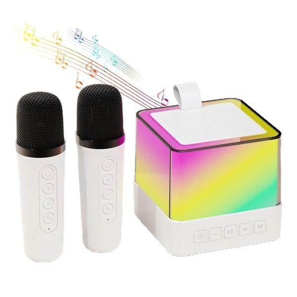 Беспроводная Bluetooth колонка Music Hi с RGB подсветкой и 2 караоке микрофонами 0222/МК фото