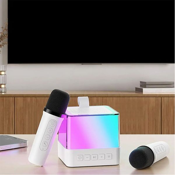Беспроводная Bluetooth колонка Music Hi с RGB подсветкой и 2 караоке микрофонами 0222/МК фото