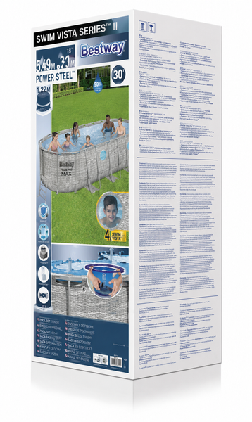 Каркасний басейн Bestway Steel Pro Max Swim Vista 56716, 549 x 274 x 122 см, 13430 л, з фільтр-насосом, драбиною, тентом і підстилкою 56716 фото