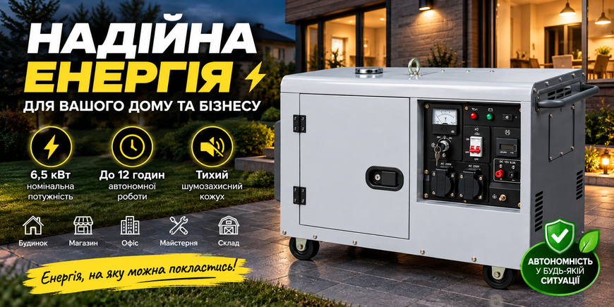 Дизельний генератор LUTIAN 5GF-LDE 6,5/7 кВт 230 В у шумозахисному кожусі LUTIAN 5GF-LDE фото