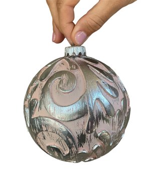 Ornament ball 100 mm silver/powder