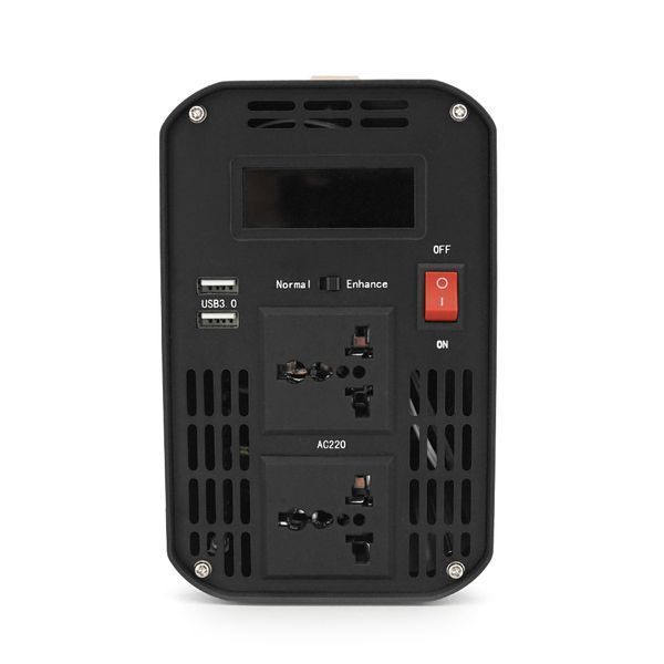 Інвертор напруги AEV6500W, 3000W, 12/220V з апроксимованою синусоїдою, 2 універсальні розетки, 2*USB (DC:5V/2.4A), клемні дроти, BOX 28508 фото
