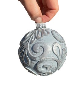 Ornament ball 100 mm silver/blue