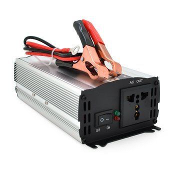 Инвертор напряжения CJ-500Q (DC:250W), 12/220V с аппроксимированной синусоидой, 1 универсальная розетка, крокодилы, BOX 28539 фото