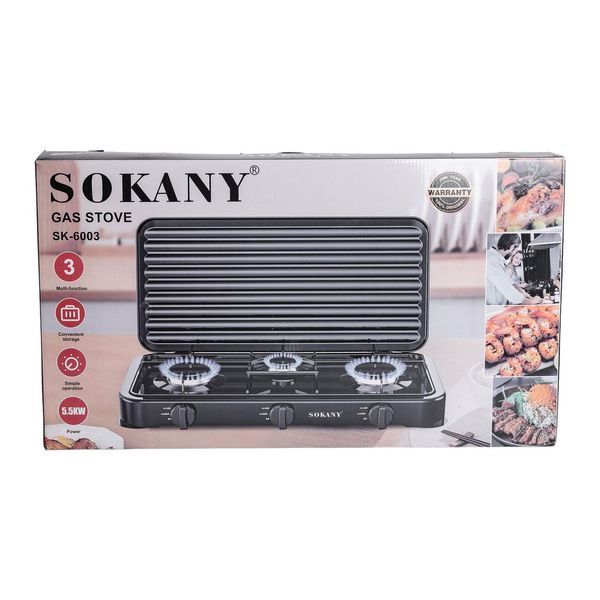 Настільна газова плита на 3 конфорки Sokany 5.5 кВт Біла Lugi SK-6003W SK-6003W фото