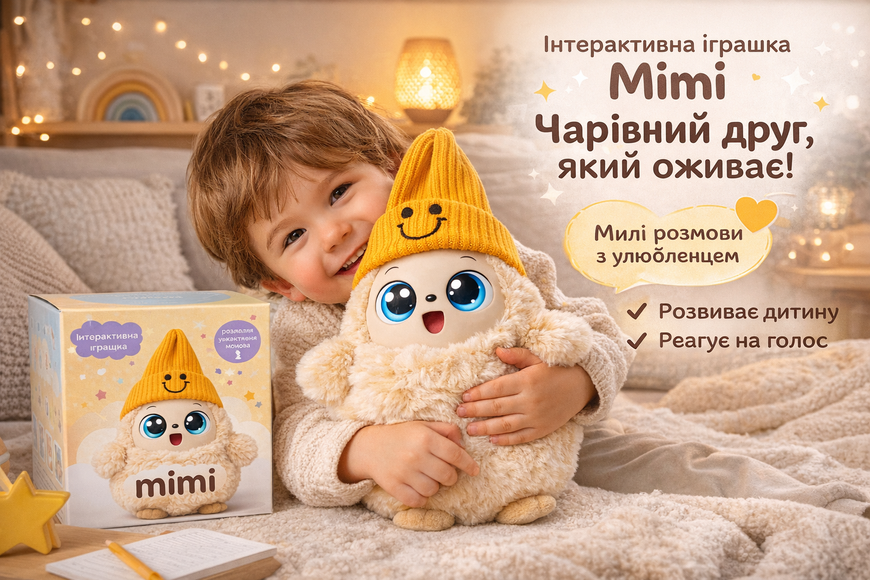 Интерактивная игрушка Мiмi с искусственным интеллектом, LED глазами и голосовым управлением &mdash; умная плюшевая игрушка, говорящий робот для детей, подарок ребенку 0240-1/МК фото