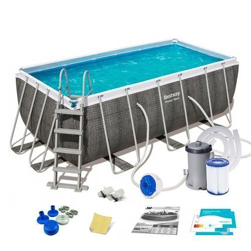 Каркасный бассейн Bestway 56722 Steel Rattan 412&times;201&times;122 см с фильтр-насосом и лестницей 56722 фото