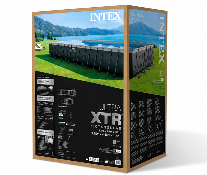 Каркасный бассейн Intex Ultra XTR Frame 26378, 975 x 488 x 132 см, 54368 л, песочный фильтр-насос, тент, подстилка, лестница 26378 фото