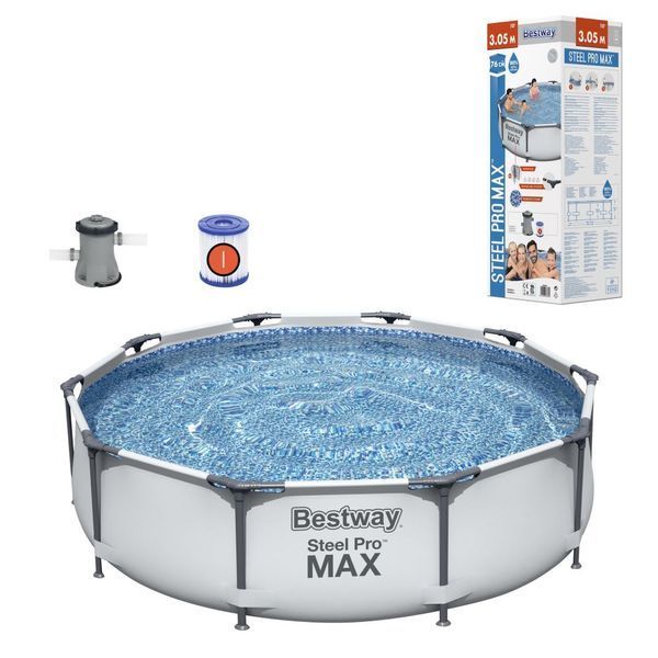 Каркасный бассейн Bestway 56408 Steel Pro Max круглый 305&times;76 см, 4678 л, с фильтр-насосом 56408 фото