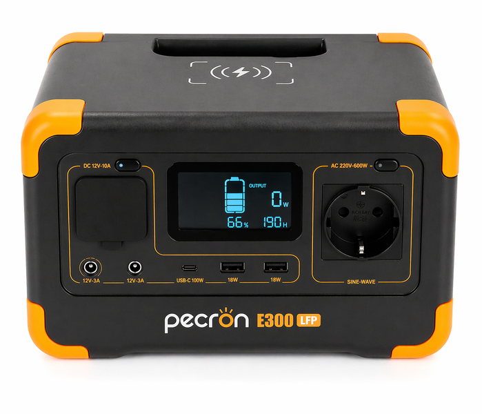 Портативна зарядна станція Pecron E300LFP 288Wh 600W LiFePO4, чиста синусоїда, USB-C 100W, бездротова зарядка 15W 44135 фото
