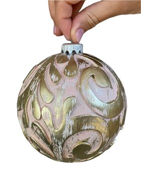 Ornament ball 100 mm gold/powder