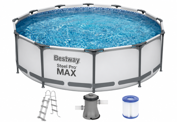 Каркасний басейн Bestway 56418 Steel Pro MAX 366&times;100 см з фільтр-насосом та драбиною, круглий, 9150 л 56418 фото