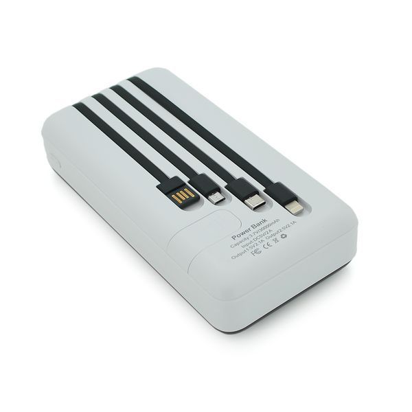 PowerBank Bix-30000mAh, Input:MicroUSB+Type-C, Output:4USB/Type-C/MicroUSB/Lightning, QC22.5W/PD20W, White 29696 фото