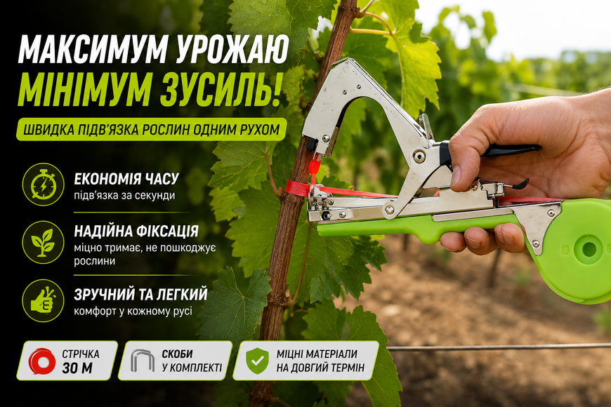 Садовый тапенер для подвязки растений с набором ленты и скоб &mdash; степлер для винограда, овощей и цветов СА-6601 фото