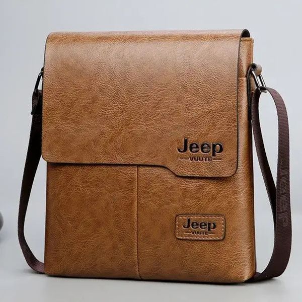 Чоловіча шкіряна сумка-барсетка Jeep &mdash; стильна планшетка, чорна та коричнева 12375/МК фото