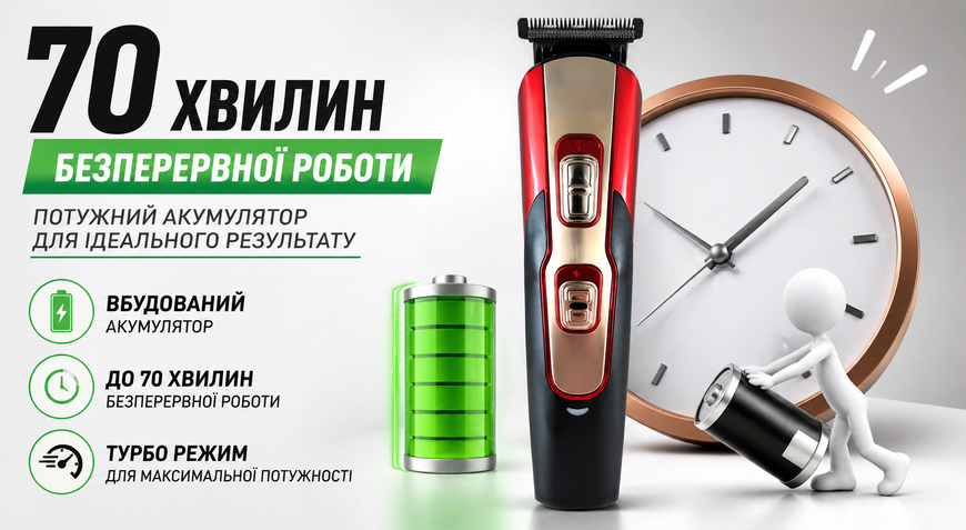 Багатофункціональний тример 10в1 GM-592 акумуляторний для бороди, волосся, носа та вух СА-6609 фото