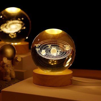 3D нічник 8 дюймів 10 см Сонячна система з LED підсвічуванням USB 12386/МК фото