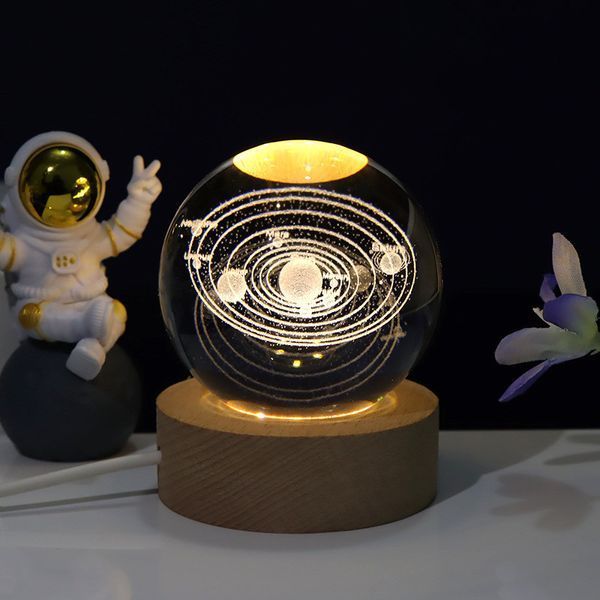 3D нічник 8 дюймів 10 см Сонячна система з LED підсвічуванням USB 12386/МК фото
